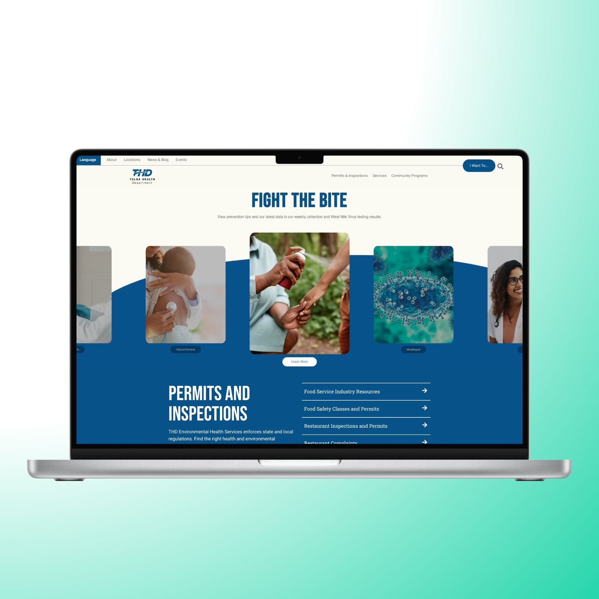 Tulsa Health Department web design laptop mockup